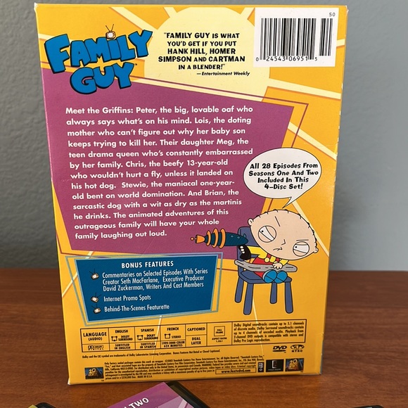 Family Guy DVDs, volume one, seasons 1 & 2, four DVDs, opened but barely… - Picture 3 of 15